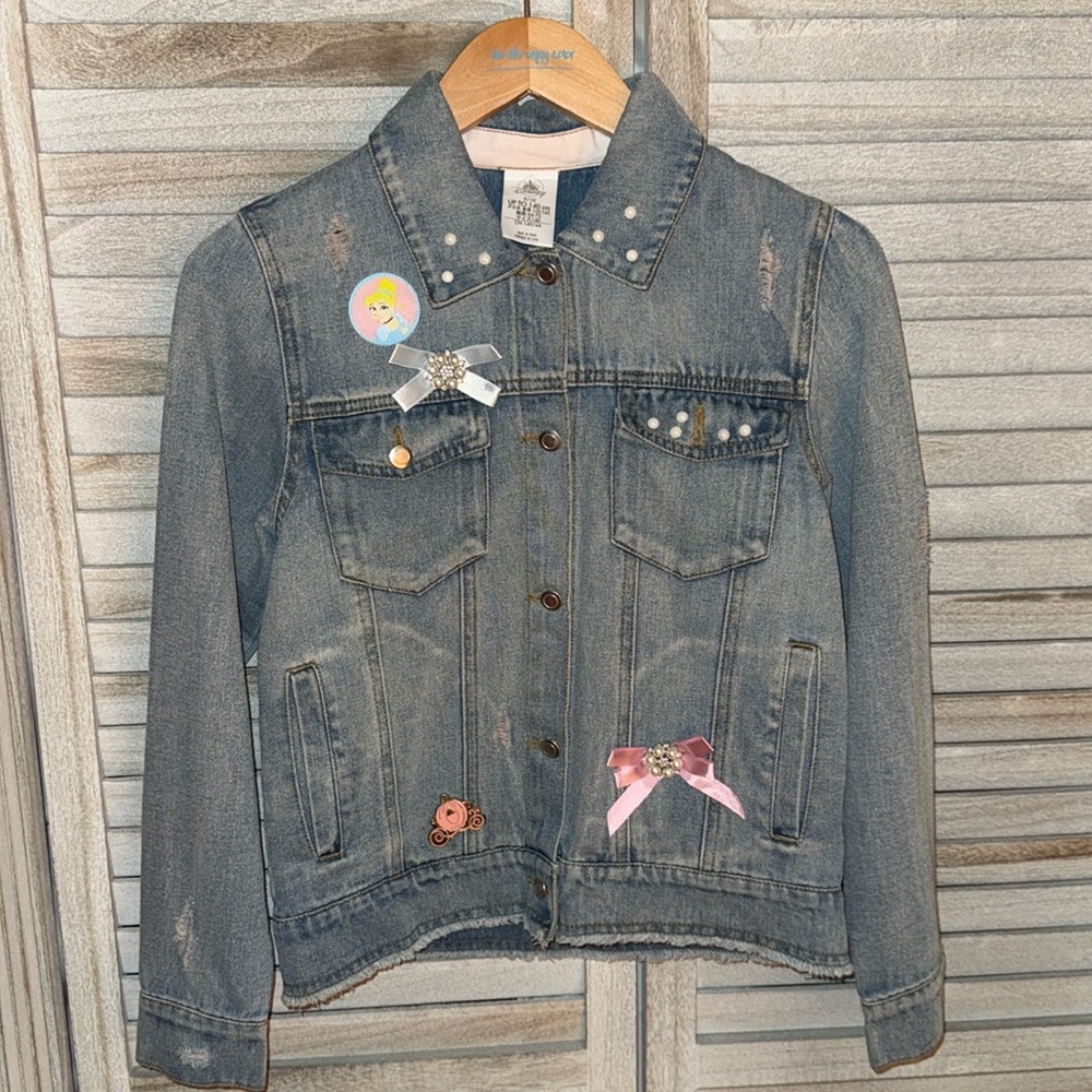 NWOT Girls Princess Cinderella Embellished Jean Jacket